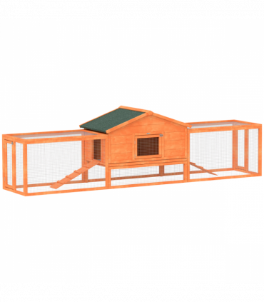 PawHut Wooden Rabbit Hutch Guinea Pig Hutch, Orange, 309 x 70 x 87cm