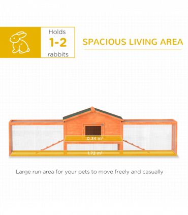 PawHut Wooden Rabbit Hutch Guinea Pig Hutch, Orange, 309 x 70 x 87cm