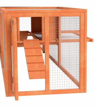 PawHut Wooden Rabbit Hutch Guinea Pig Hutch, Orange, 309 x 70 x 87cm