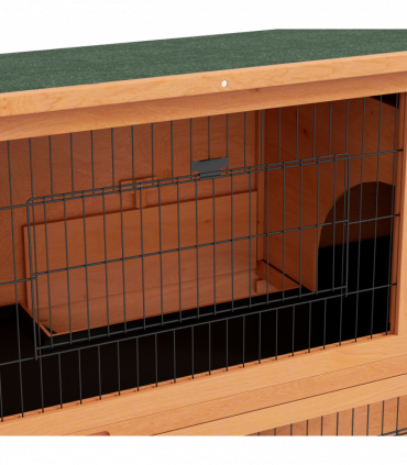 PawHut Wooden Rabbit Hutch, Antiseptic Outdoor, for 1-2 Rabbits - Orange