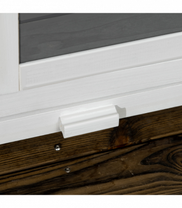 PawHut Wooden Rabbit Hutch, Small Animal House w/ Wheels, Removable Tray - Grey