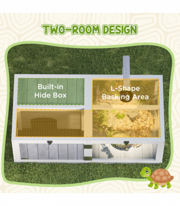 PawHut Wooden Tortoise House with Lamp Holder, Clear Observation Windows