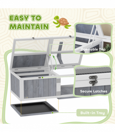 PawHut Wooden Tortoise House with Lamp Holder, Clear Observation Windows