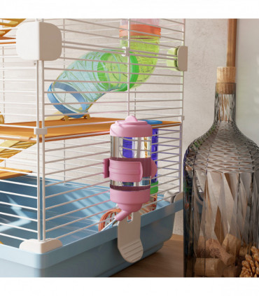 Pawhut 5 Tier Hamster Cage Carrier Habitat w/ Exercise Wheels, Light Blue