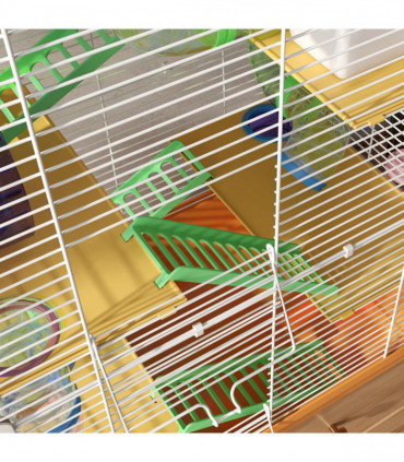 Pawhut 5 Tier Hamster Cage Carrier Habitat w/ Exercise Wheels, Orange