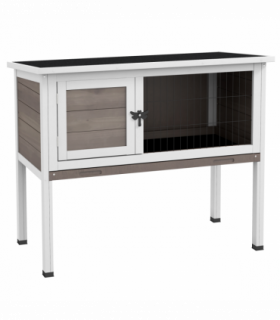 Pawhut Large Elevated Indoor Outdoor Wooden Rabbit Hutch w/ Asphalt Roof, Tray