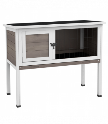 Pawhut Large Elevated Indoor Outdoor Wooden Rabbit Hutch w/ Asphalt Roof, Tray