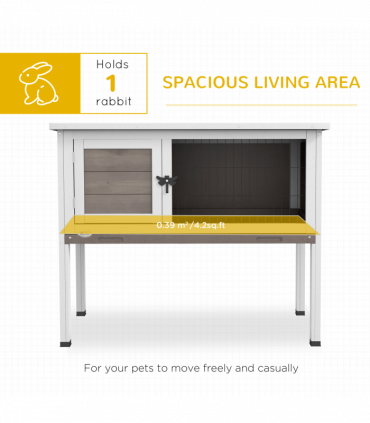 Pawhut Large Elevated Indoor Outdoor Wooden Rabbit Hutch w/ Asphalt Roof, Tray
