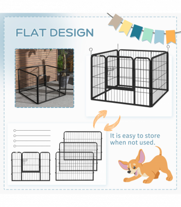 Pawhut Metal Pet Playpen Dog Kennel w/Door Latches In/Outdoor Use 82Lx82Wx60Hcm