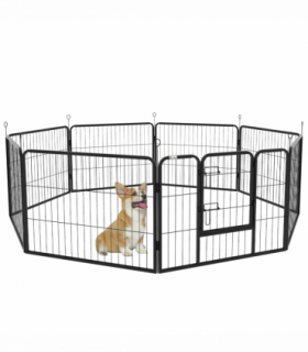 Pawhut Pet Pen Guinea Dog Pig Puppy Playpen Play House Steel Hutch Metel Black