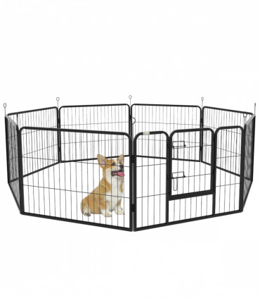 Pawhut Pet Pen Guinea Dog Pig Puppy Playpen Play House Steel Hutch Metel Black