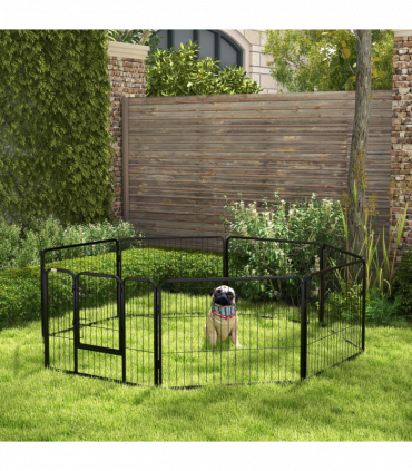 Pawhut Pet Pen Guinea Dog Pig Puppy Playpen Play House Steel Hutch Metel Black