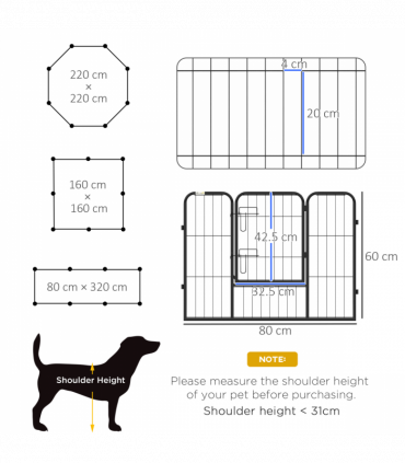 Pawhut Pet Pen Guinea Dog Pig Puppy Playpen Play House Steel Hutch Metel Black