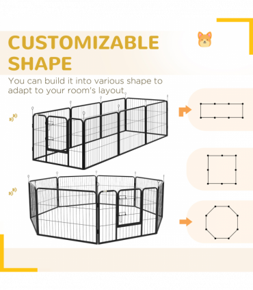 Pawhut Pet Pen Guinea Dog Pig Puppy Playpen Play House Steel Hutch Metel Black