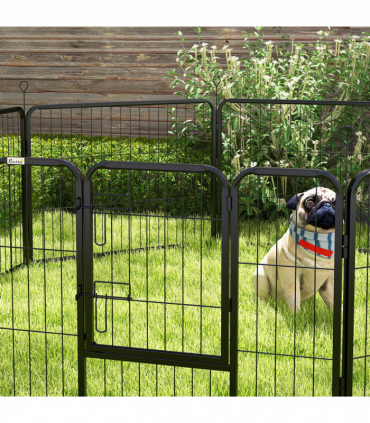 Pawhut Pet Pen Guinea Dog Pig Puppy Playpen Play House Steel Hutch Metel Black