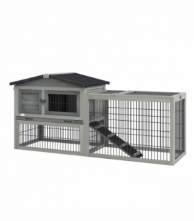 Pawhut Rabbit Hutch Pet House Outdoor Run Design w/ Water-Resistant Paint Ramp