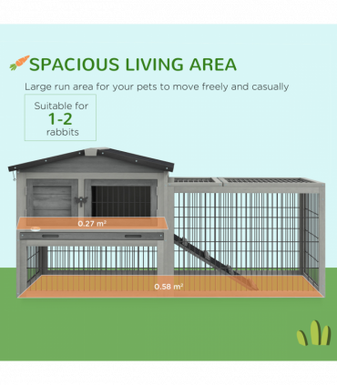 Pawhut Rabbit Hutch Pet House Outdoor Run Design w/ Water-Resistant Paint Ramp
