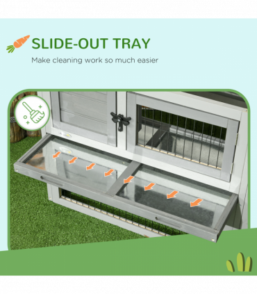 Pawhut Rabbit Hutch Pet House Outdoor Run Design w/ Water-Resistant Paint Ramp