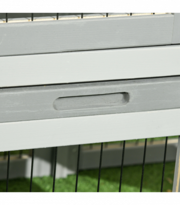 Pawhut Rabbit Hutch Pet House Outdoor Run Design w/ Water-Resistant Paint Ramp