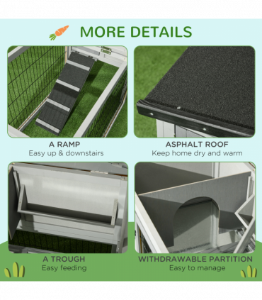 Pawhut Rabbit Hutch Pet House Outdoor Run Design w/ Water-Resistant Paint Ramp