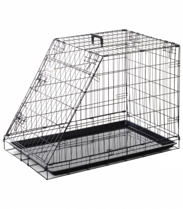 Pawhut Trapeze Collapsible Dog Pet Travel Box Cage Removable Tray 93Lx58Wx65H cm