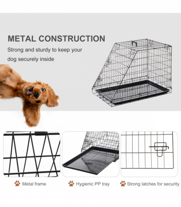 Pawhut Trapeze Collapsible Dog Pet Travel Box Cage Removable Tray 93Lx58Wx65H cm