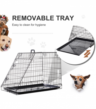 Pawhut Trapeze Collapsible Dog Pet Travel Box Cage Removable Tray 93Lx58Wx65H cm