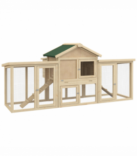 Pawhut Wood Chicken Coop Hens Cage Poultry House with Nesting Boxes Run