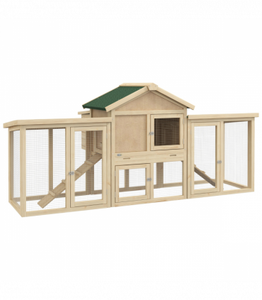 Pawhut Wood Chicken Coop Hens Cage Poultry House with Nesting Boxes Run