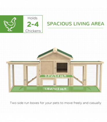 Pawhut Wood Chicken Coop Hens Cage Poultry House with Nesting Boxes Run
