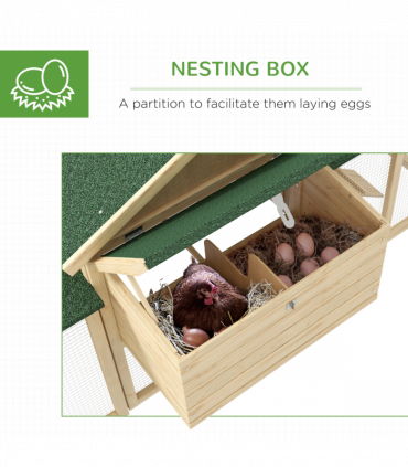 Pawhut Wood Chicken Coop Hens Cage Poultry House with Nesting Boxes Run