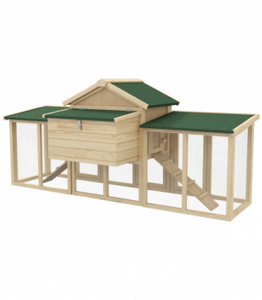 Pawhut Wood Chicken Coop Hens Cage Poultry House with Nesting Boxes Run