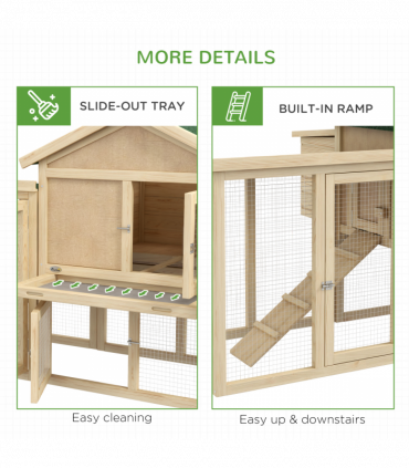 Pawhut Wood Chicken Coop Hens Cage Poultry House with Nesting Boxes Run