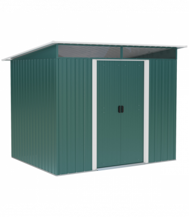 Pent Roofed Metal Garden Shed Foundation and Vent 260x194x200cm Green