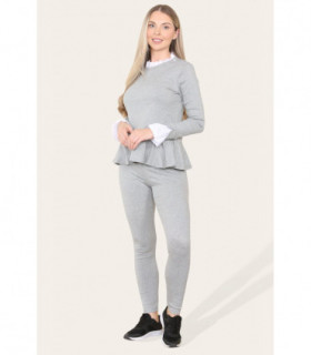 Peplum Frill Neck Suit Pleated Lounge Wear Set