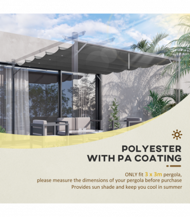 Pergola Shade Cover for 3 x 3m Pergola, Replacement Canopy Fabric Only, Grey