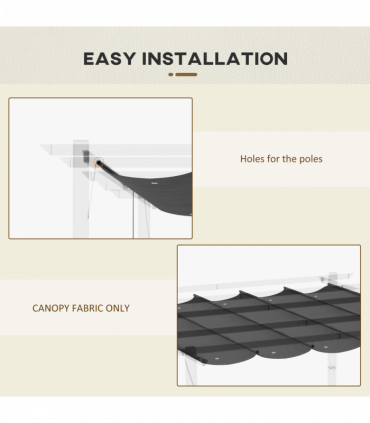 Pergola Shade Cover for 3 x 3m Pergola, Replacement Canopy Fabric Only, Grey