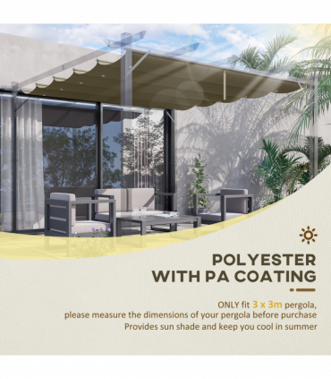 Pergola Shade Cover for 3 x 3m Pergola, Replacement Canopy Fabric Only, Tan