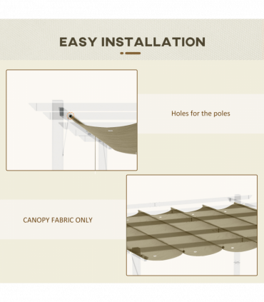 Pergola Shade Cover for 3 x 3m Pergola, Replacement Canopy Fabric Only, Tan