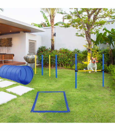 Pet Agility Training Equipment Dog Play Run Jump (Poles + Hurdle + Tunnel +