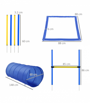 Pet Agility Training Equipment Dog Play Run Jump (Poles + Hurdle + Tunnel +