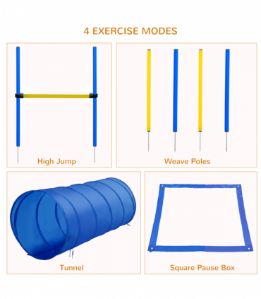 Pet Agility Training Equipment Dog Play Run Jump (Poles + Hurdle + Tunnel +