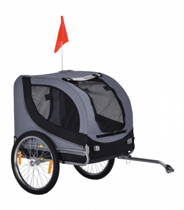 Pet Bicycle Trailer Dog Cat Bike Carrier Water Resistant Travel Steel Grey