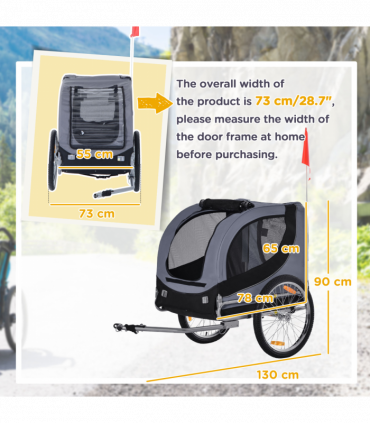 Pet Bicycle Trailer Dog Cat Bike Carrier Water Resistant Travel Steel Grey