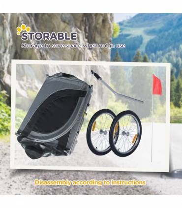 Pet Bicycle Trailer Dog Cat Bike Carrier Water Resistant Travel Steel Grey