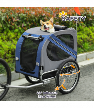Pet Bicycle Trailer Dog Cat Bike Carrier Water Resistant W/ Hitch Coupler Blue