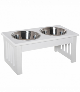 Pet Feeder Raised Elevated Stainless Steel Bowls Stand Food Water White Samll
