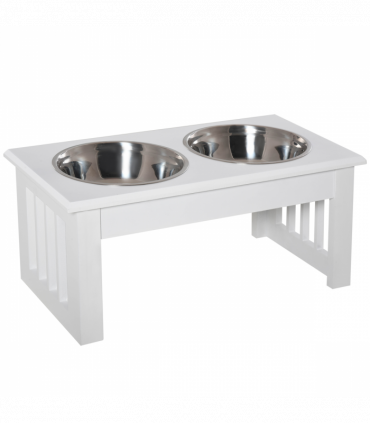 Pet Feeder Raised Elevated Stainless Steel Bowls Stand Food Water White Samll