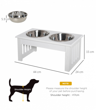 Pet Feeder Raised Elevated Stainless Steel Bowls Stand Food Water White Samll