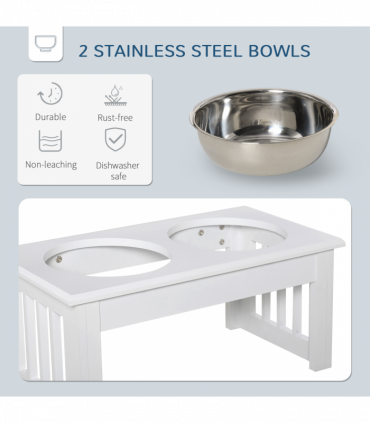 Pet Feeder Raised Elevated Stainless Steel Bowls Stand Food Water White Samll